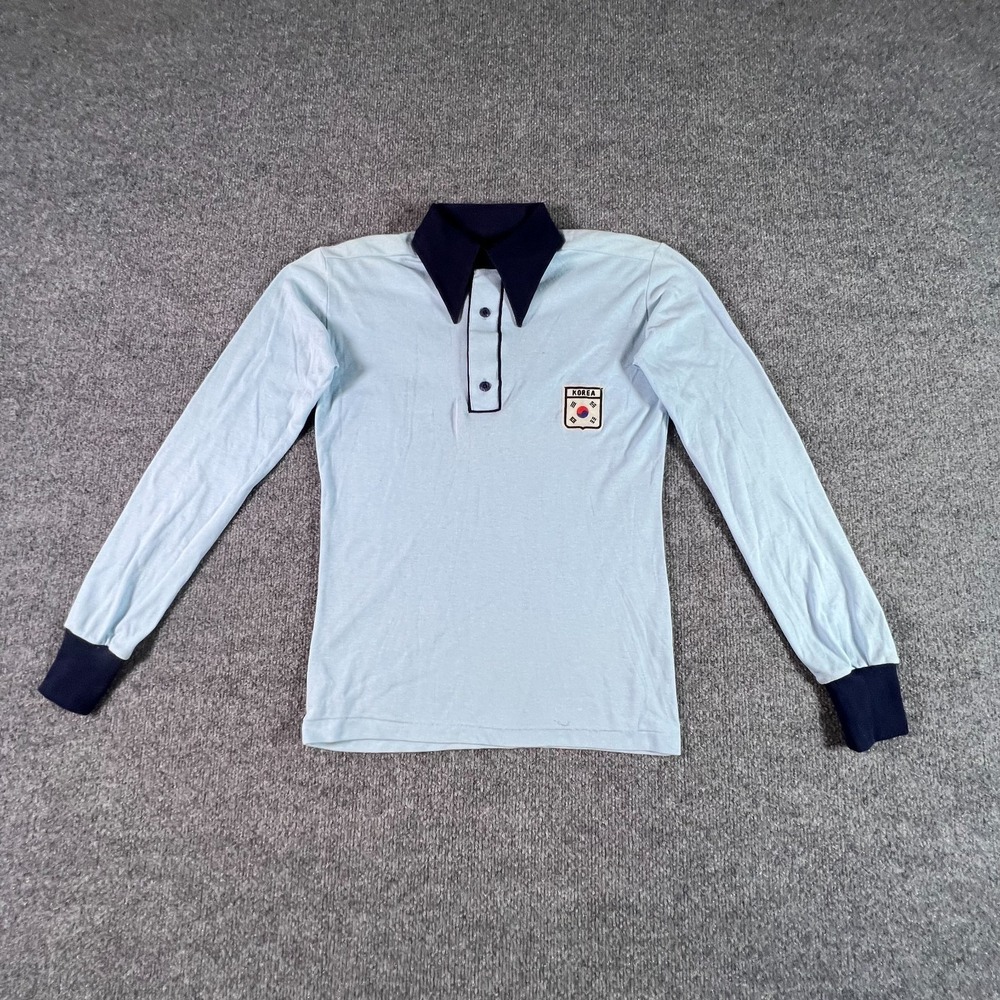 Walkies Korea Polo Shirt Women's Small Blue Performance Long Sleeve Casual